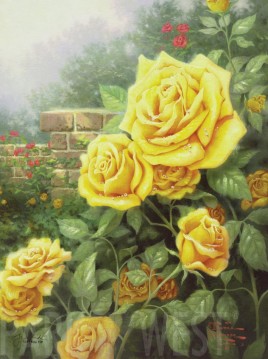 トーマス・キンケード Painting - 完璧な黄色いバラ トーマス キンケード